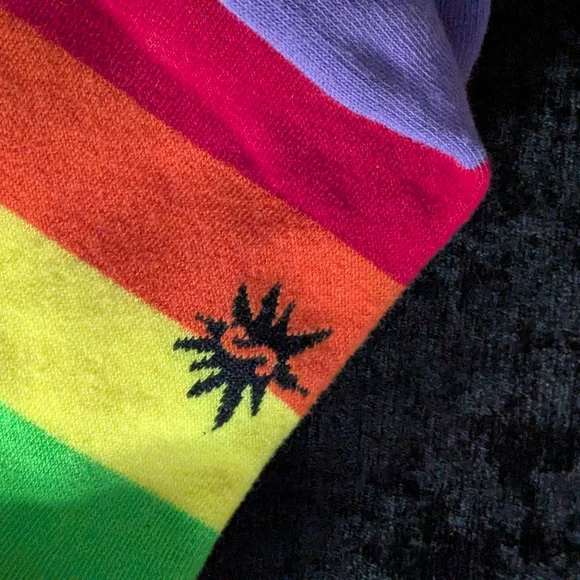 Sock It To Me Rainbow Striped Socks. Wide Calf. - Picture 3 of 4